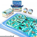 MONILON Water Beads 24 Pcs Ocean Sea Animals Tactile Sensory Play Kids Toys for Boys Girls Water Gel Soft Beads Growing Jelly Balls for Spa Refill Pool and Decor-Inflatable Water Mat Include  B07F8J5TYV